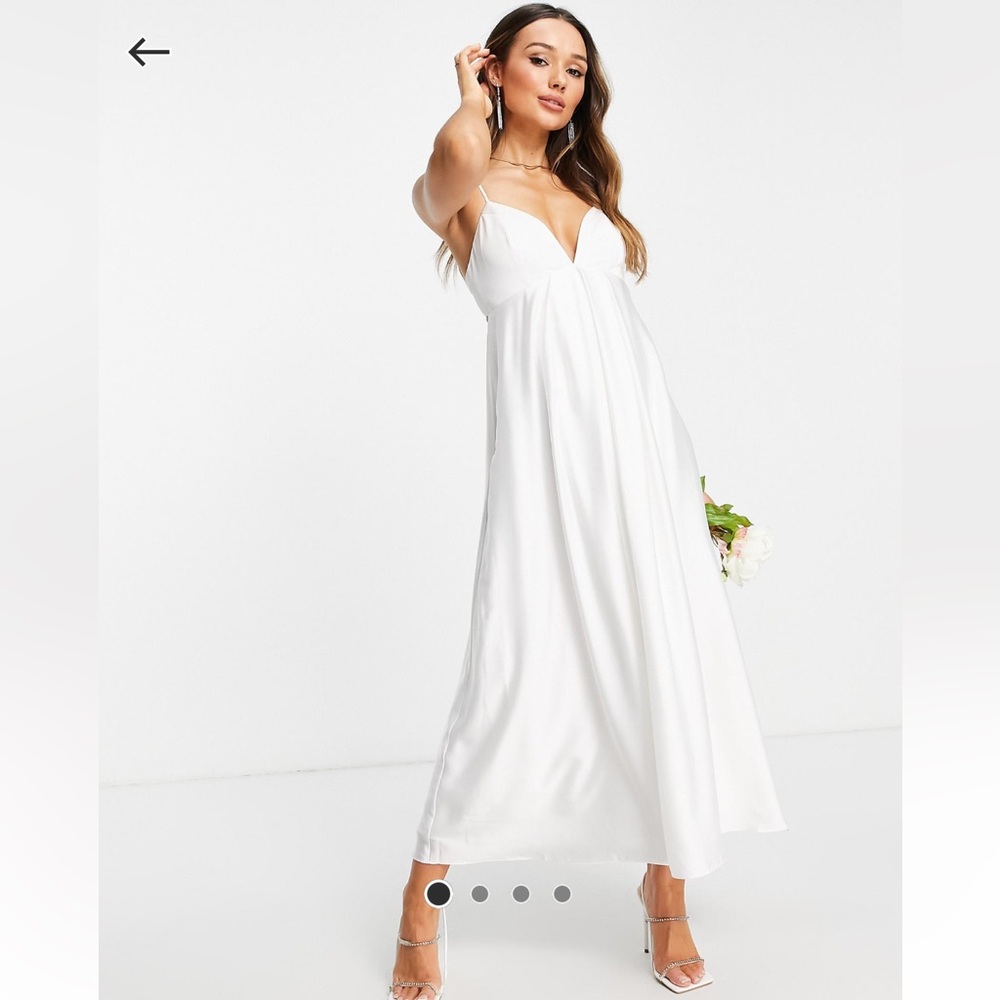 ASOS DESIGN Satin Cami Midi Wedding Dress with Full Skirt